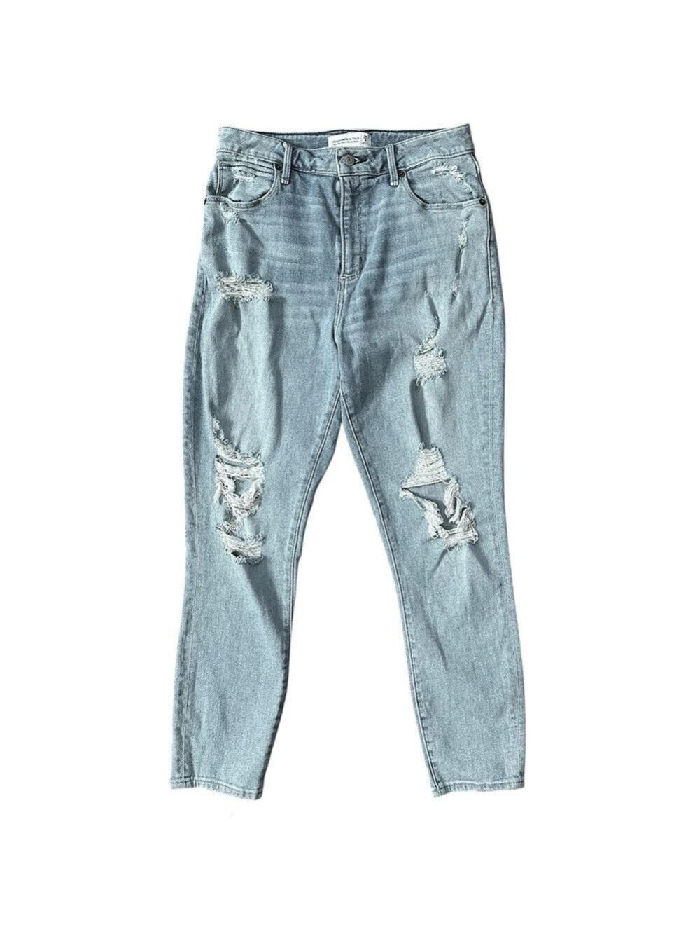 Abercrombie & Fitch Curve Love High Rise Straight Leg Distressed Jeans Sz 29/8R